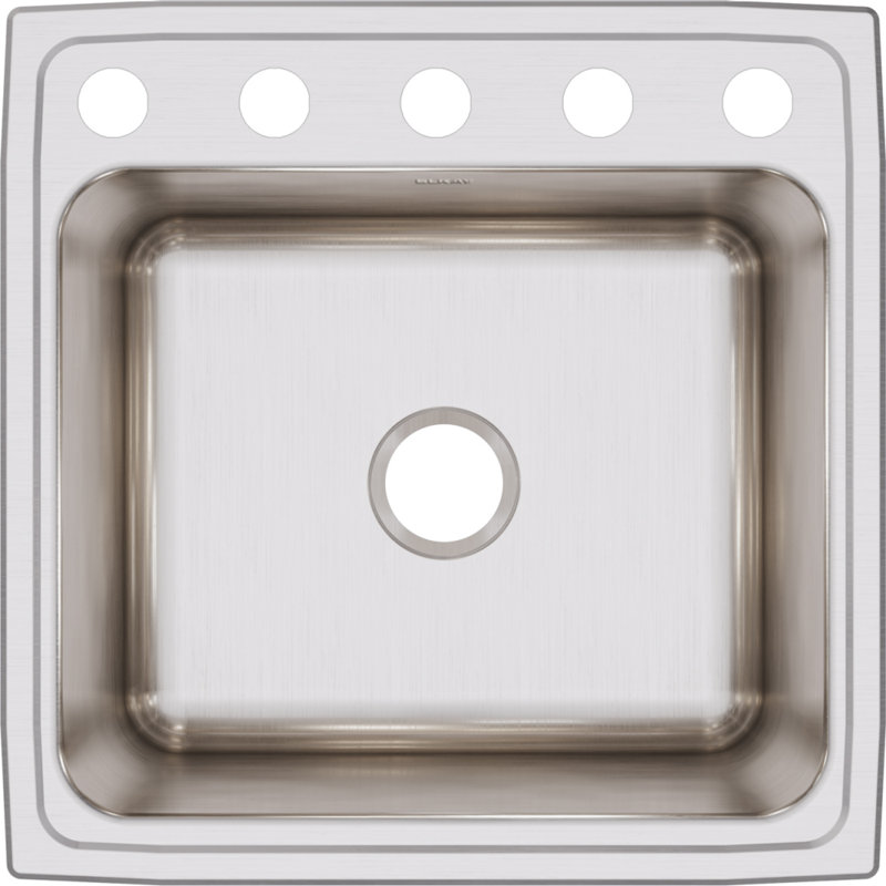Lustertone 22" L x 22" W Drop-In Kitchen Sink, 5 hole