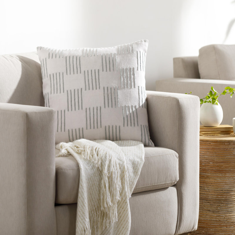 Coussin en coton Layten, Blanc cassé, Housse de coussin seulement - sans coussin, 22 po x 22 po