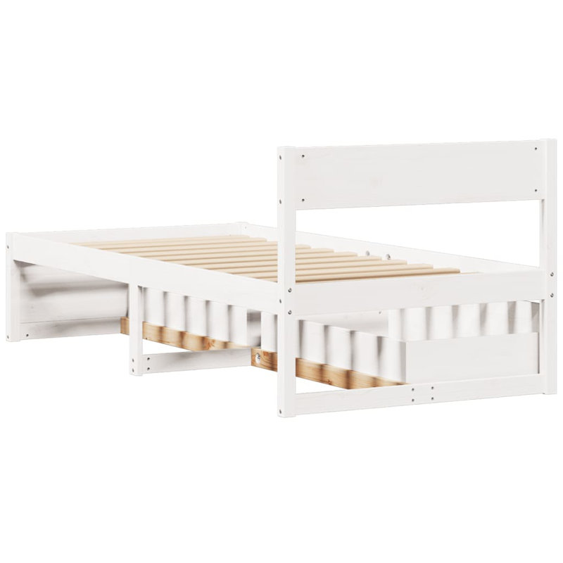 Losurdo Solid Wood Bed, White, EU Single - 90 x 200 cm