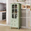 Buffet minimalisme avec portes en verre et double tiroir-2065570078