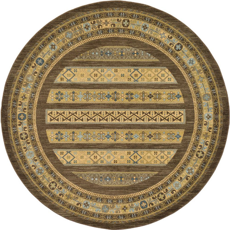 Jaeden Geometric Area Rug, Round 8', Brown 