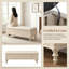 Banc de rangement multifonctionnel, bois massif avec coussin en lin, banc à chaussures, couvercle à couvercle relevable, style Mid-Century moderne, finition beige-129181746-129181747