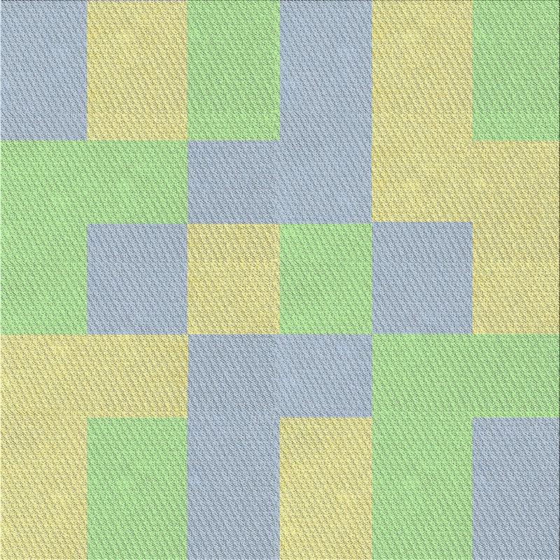 Tapis vert/jaune à motifs, Carré 5 pi