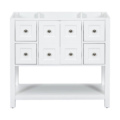 Armoire de salle de bain de style moderne 36 po, structure en bois massif, 4 tiroirs et 2 portes, espace de rangement spacieux