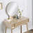 Contemporary Wood Vanity And Stool Set, Gold-80225004