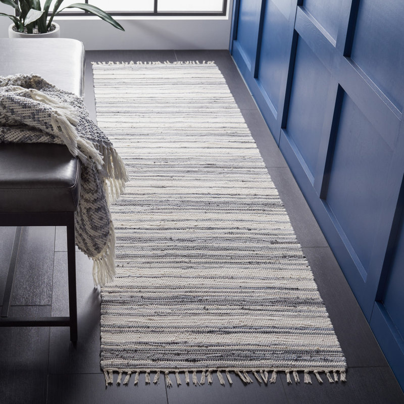 Fales Rag Rug Hand Woven Cotton Abstract Rug, Runner 2'3" x 6'