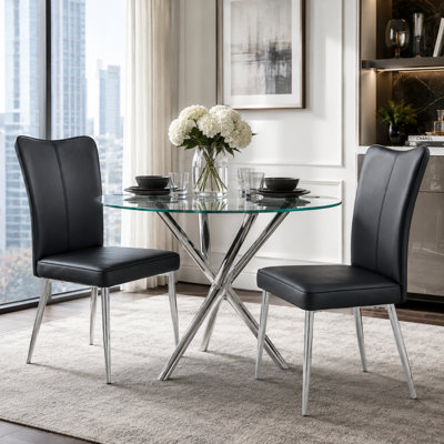 Keasya 18.3" H Faux Leather Upholstered Modern Dining Chairs