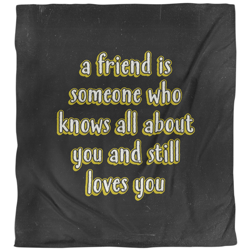 Housse de couette Love and Friendship Quote, Housse de couette pour très grand lit, Noir / jaune