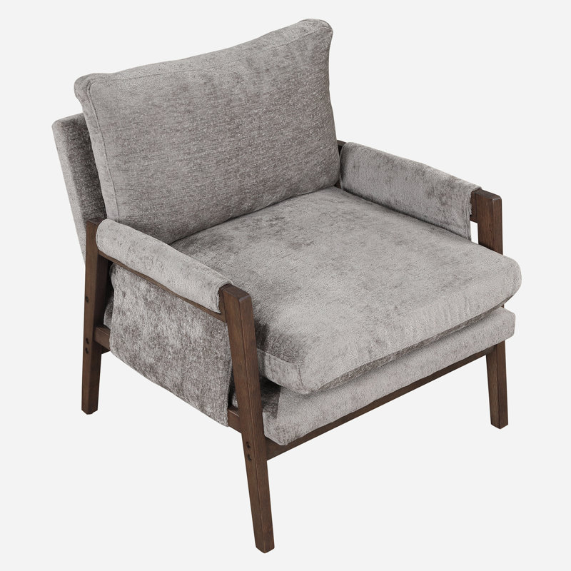18.9'' H Velvet Upholstered Armchair, Gray