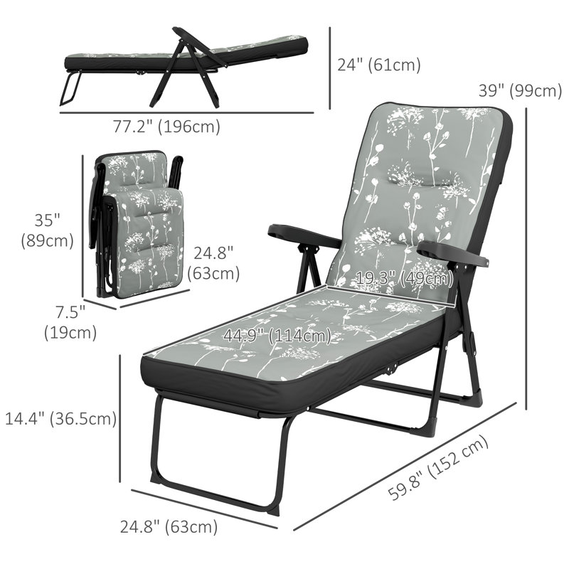 Chaise longue d'extérieur en acier Tenley