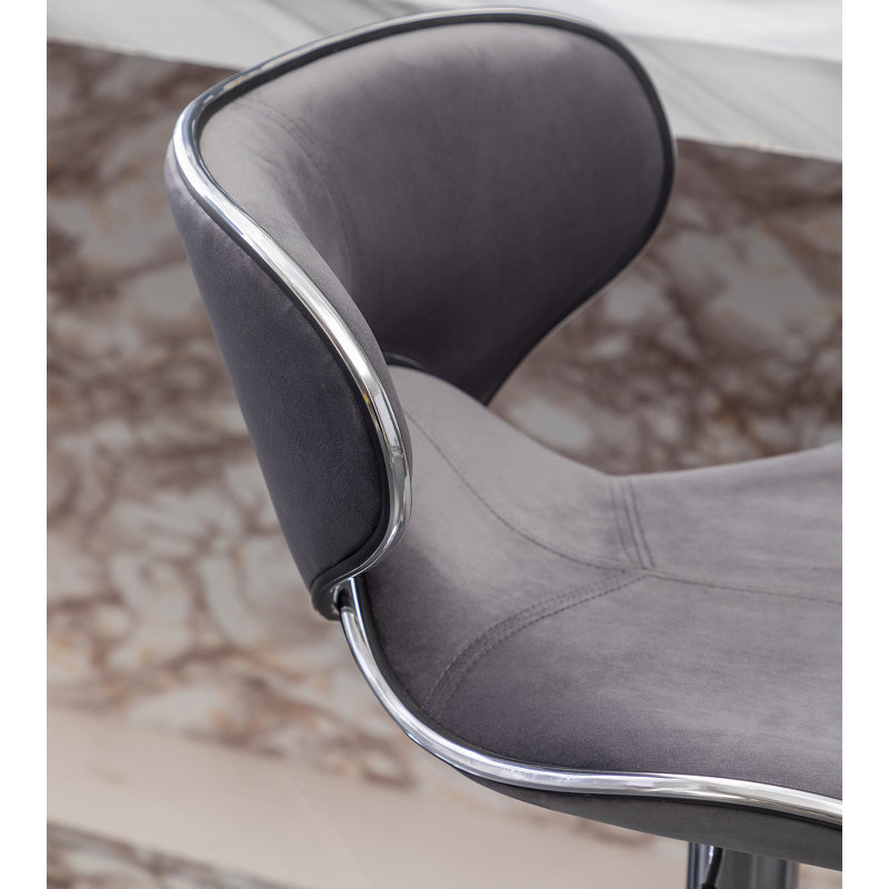 Tabouret de bar pivotant rembourré en velours Masaccio, ensemble de 2, Gris