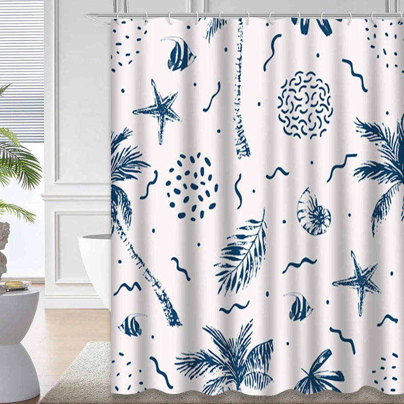 Rideau de douche imperméable à motif de coquillage de plage avec 12 crochets, L 72 po x l 72 po