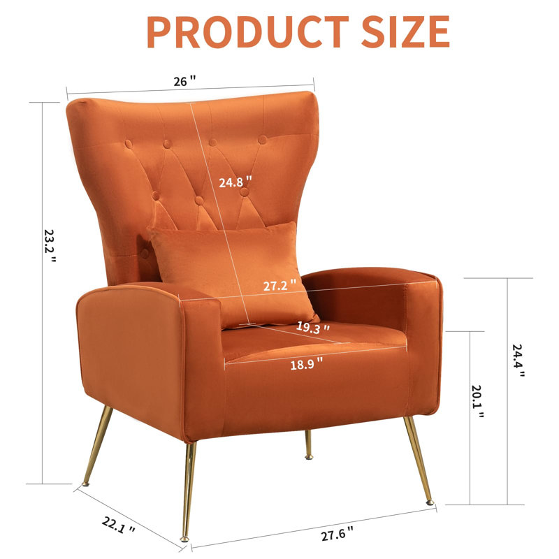 Ireal Velvet Armchair, Orange