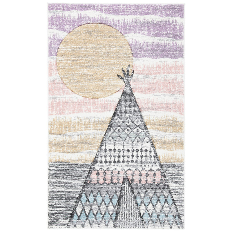 Highland Creek Grey/Pink Area Rug, Rectangle 2'3" x 4'
