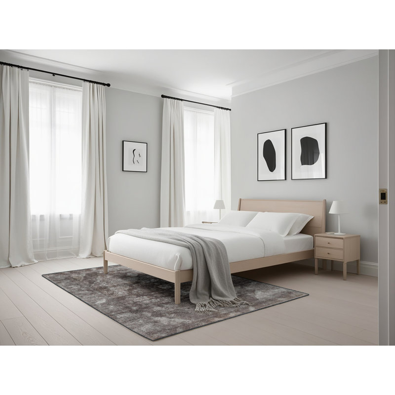 Tapis gris/zone noire contemporaine, Rectangle 5 pi x 7 pi
