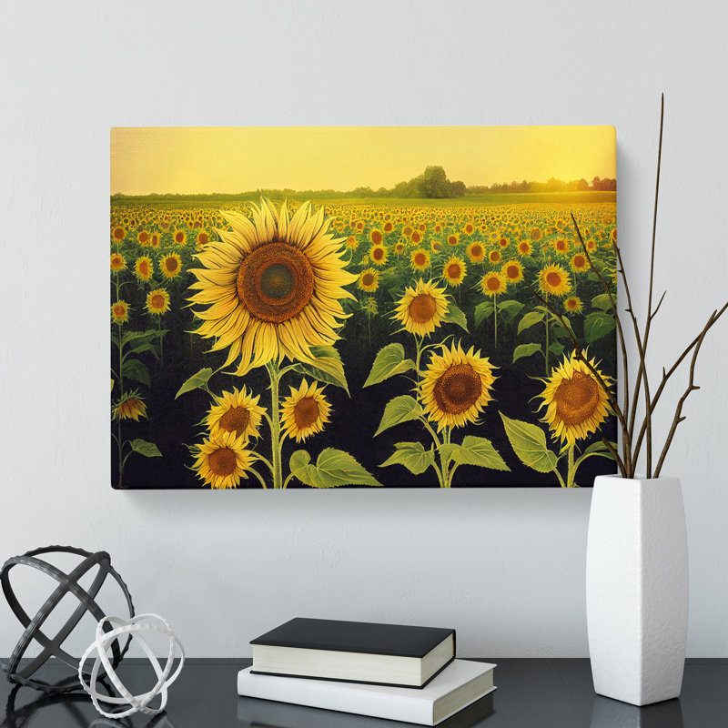 Enviable Sunflower Field - Wrapped Canvas, 50cm H x 76cm W x 3cm D