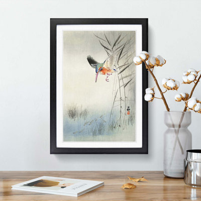 Hunting Kingfisher by Ohara Koson - Framed Print