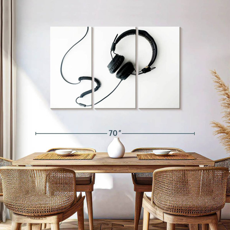 Abarca Black Wired Headphones, 36" H x 57" W