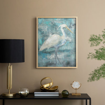 Coastal Egret I, reproduction encadrée - bois massif