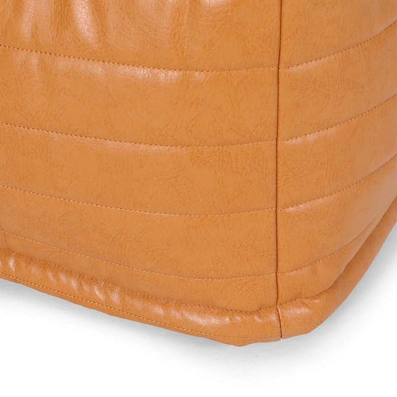 Repose-pieds rectangulaire en similicuir Bambo, caramel, Chameau