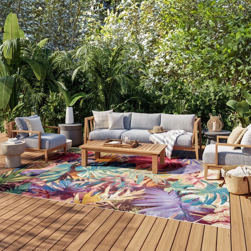 Nourison Color Splash 9'10" x 13'2" Multicolor Tropical Rug, Rectangle 9'10" x 13'2"