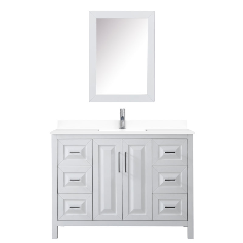 Daria 48'' W Single Vanity, Polished Chrome, White Cultured Marble, White
