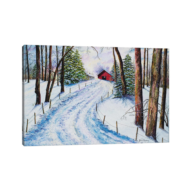 «Winter's Glow» par James Redding - peinture sur toile tendue, H 40 po x l 60 po x 1,5 po
