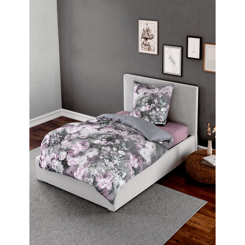 Floral Duvet Cover Set with Pillowcases, 155 x 220 cm - 1 Pillowcase (80 x 80 cm)