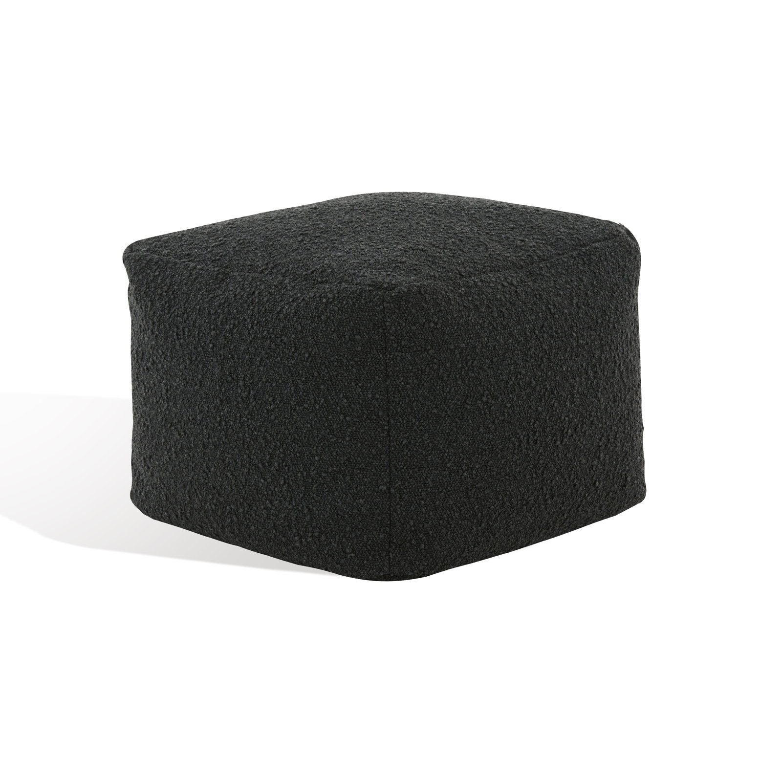 Inaki Upholstered Pouf, Black Boucle
