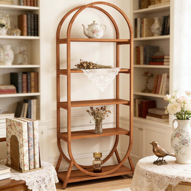 Bibliothèque à 5 niveaux polyvalente, solution de rangement compacte et élégante pour les livres et la décoration, idéale pour les petits espaces