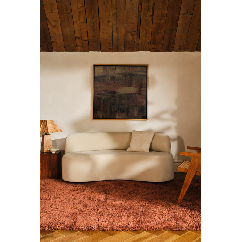 Handloom Cashmere Blend High Pile Area Rug in Rust, Rectangle 4' x 6'