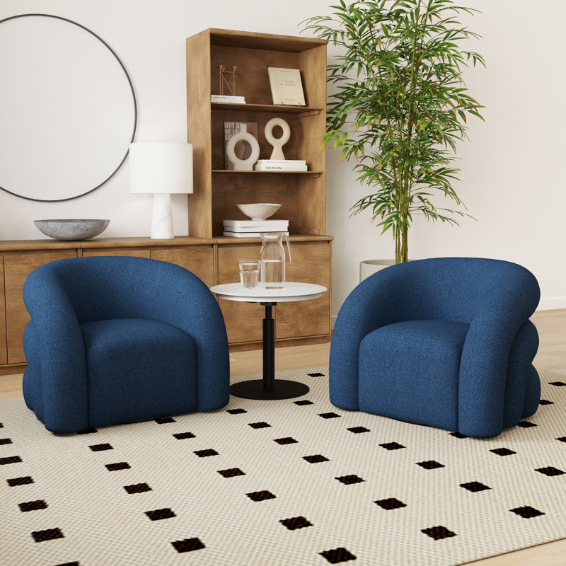 Fauteuil demi-tonneau rembourré et pivotant, Bleu marine