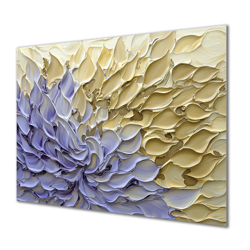 «Mauve sentier de pétales de fleurs I», art mural moderne, impression sur métal, H 30 po x l 40 po