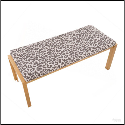 Banc contemporain en métal doré et tissu léopard beige