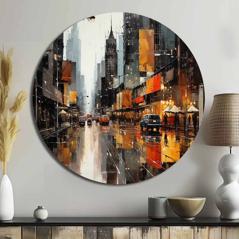 Imane - Art abstrait rond en métal, H 36 po x l 36 po