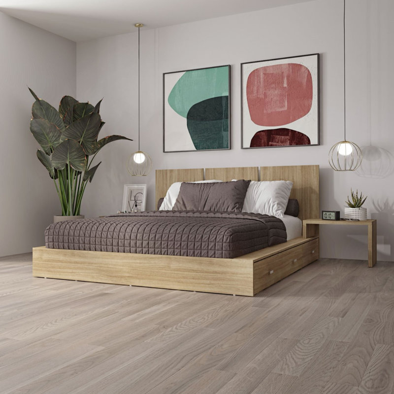 Delta Collection 6-Drawer Captain’s Storage Bed – Platform Bed with Headboard & 2 Drawerless Nightstands – No Box Spring Required