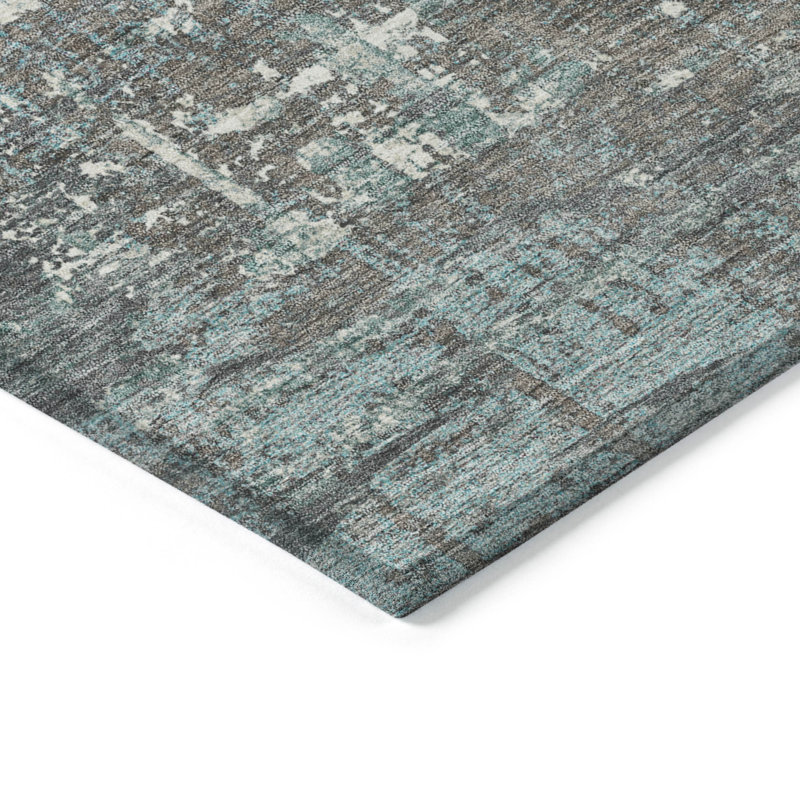 Tapis taupe Xhevrie intérieur / extérieur lavable à la machine, Rectangulaire 8 pi x 10 pi