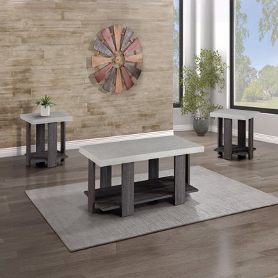 Ensemble de tables basses 3 pièces et 2 tables de bout assorties
