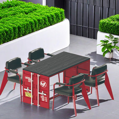 Katsuyama 4 - Person Solid Wood Top Trestle Dining Set