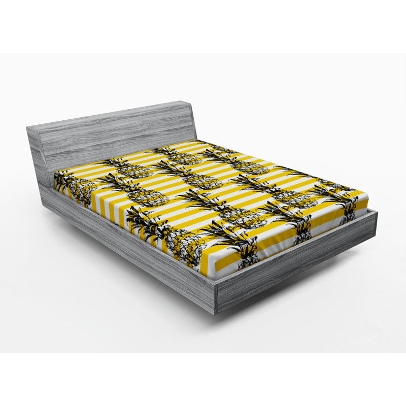 Full Black and Yellow Microfiber Striped Fitted Sheet