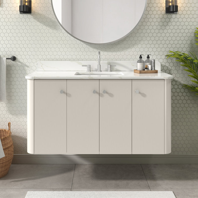 Meuble-lavabo simple Haley 48 po, blanc cachemire