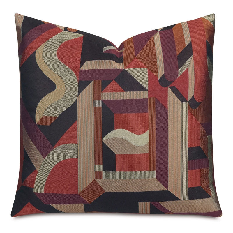 Abstract Polyester Blend Reversible Throw Pillow