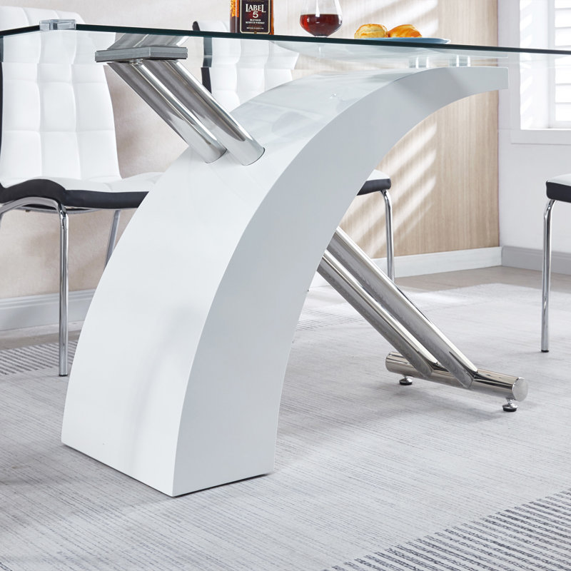 Rectangular Glass Top Dining Table, Modern Design Rectangular Room Table For Home