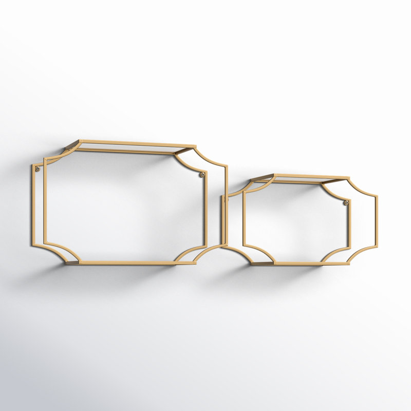 Brionna 2-Piece Accent Shelf, Gold, 12" H x 18" W x 6" D