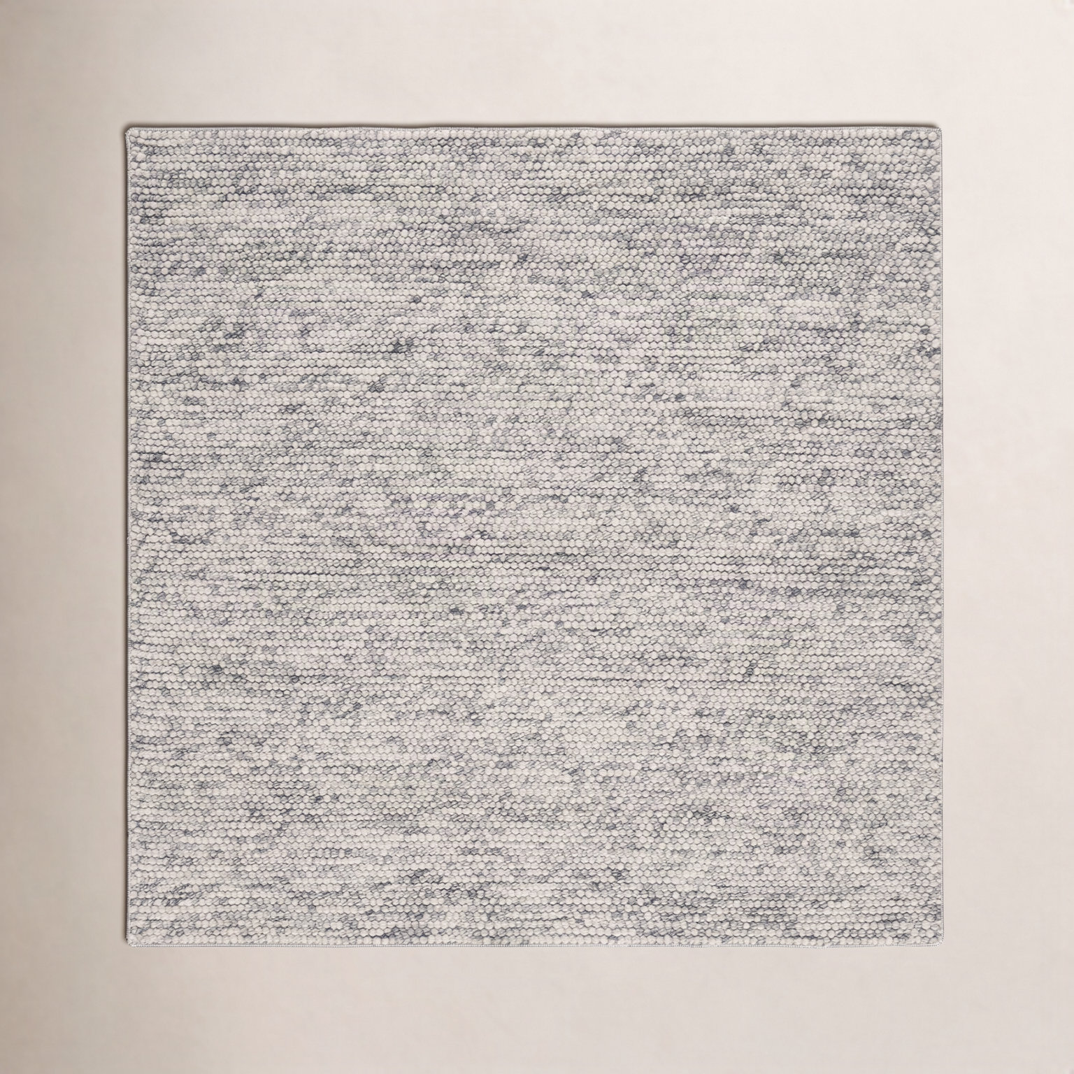 Elle Light Grey Ivory Hand-Woven Rug, Square 8'
