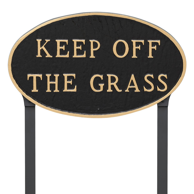 Enseigne de jardin « Keep Off The Grass » de Bo, Noir / or
