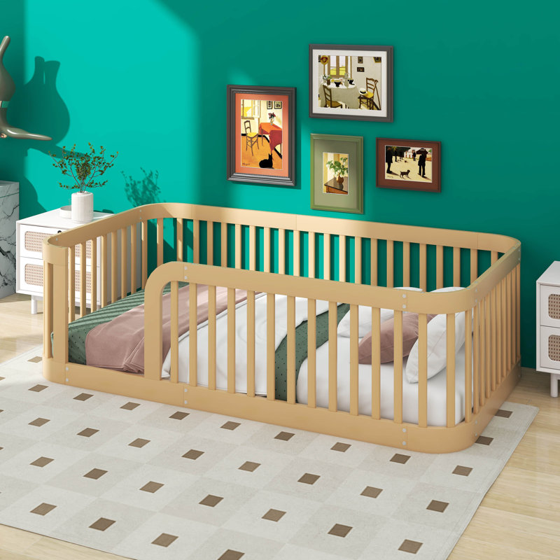 Structure de lit simple en bois massif, Naturel