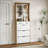 Shoe Cabinets with 3 Drop-Down Doors, 2 Drawers &amp; Hangers, Spacious Storage | Off-White | Hallway