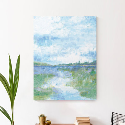 " Blue Landscape With Marsh " Painting Print