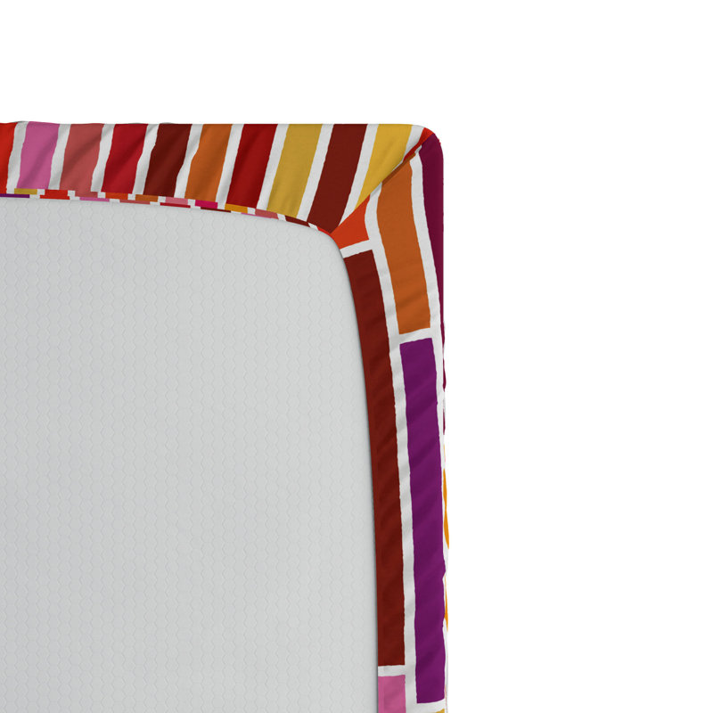 Queen Pink and Multicolor Microfiber Geometric Fitted Sheet